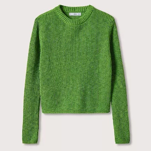 Mango Green Crew Neck Ribbed Sweater - Picture 7 of 9